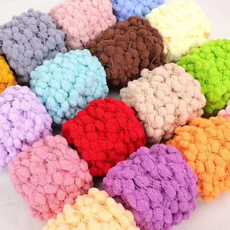 Woven Scarf Blanket - 100 جرام خيوط بوم بوم ملونة،