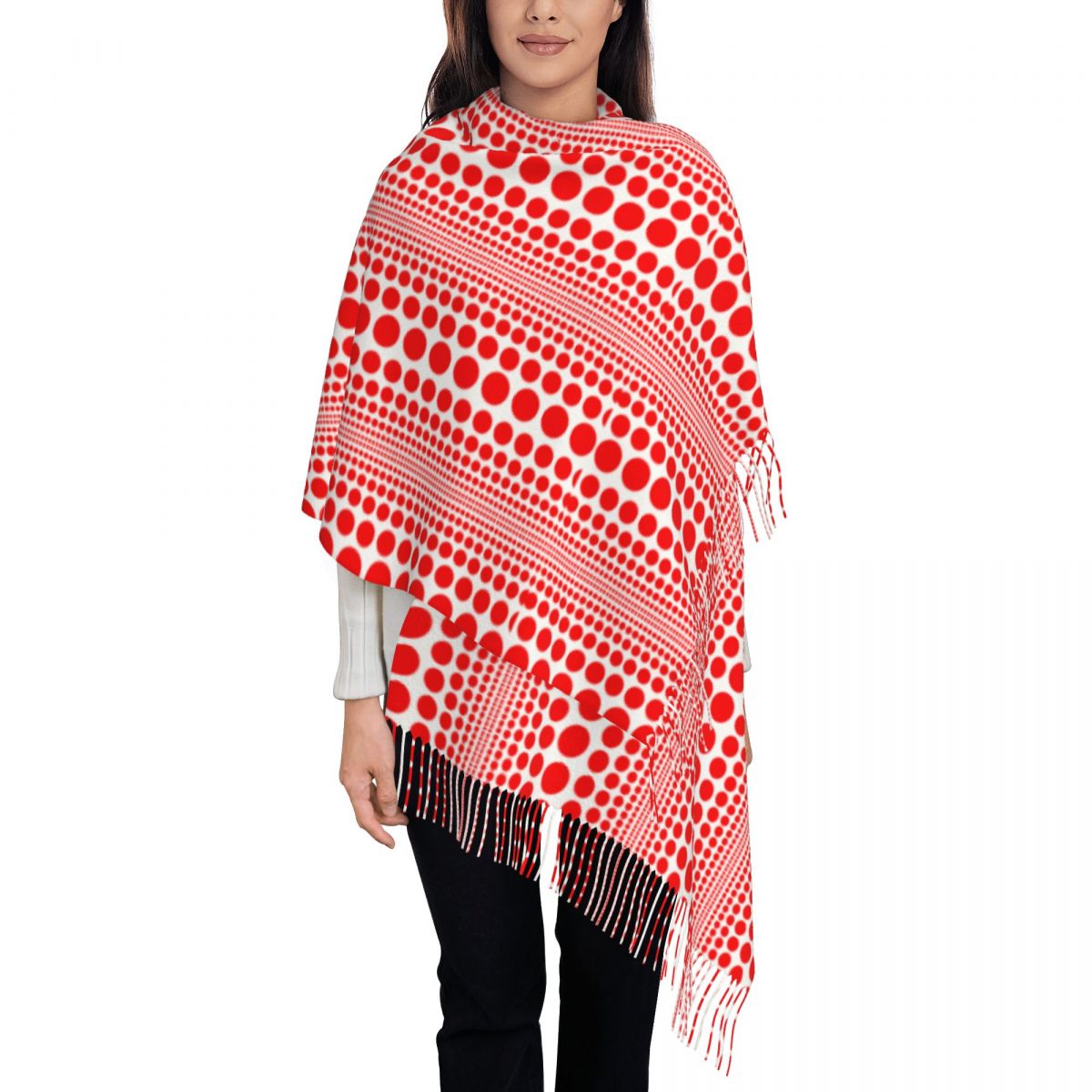 وشاح منقط باللون الأحمر بتصميم - مراجعة Infinity Scarf Knit وسعره