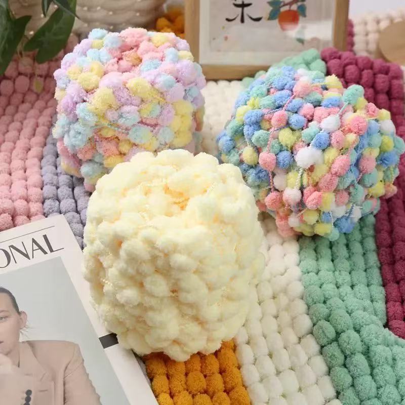 100 جرام خيوط بوم بوم ملونة، خ - مراجعة Woven Scarf Blanket وسعره